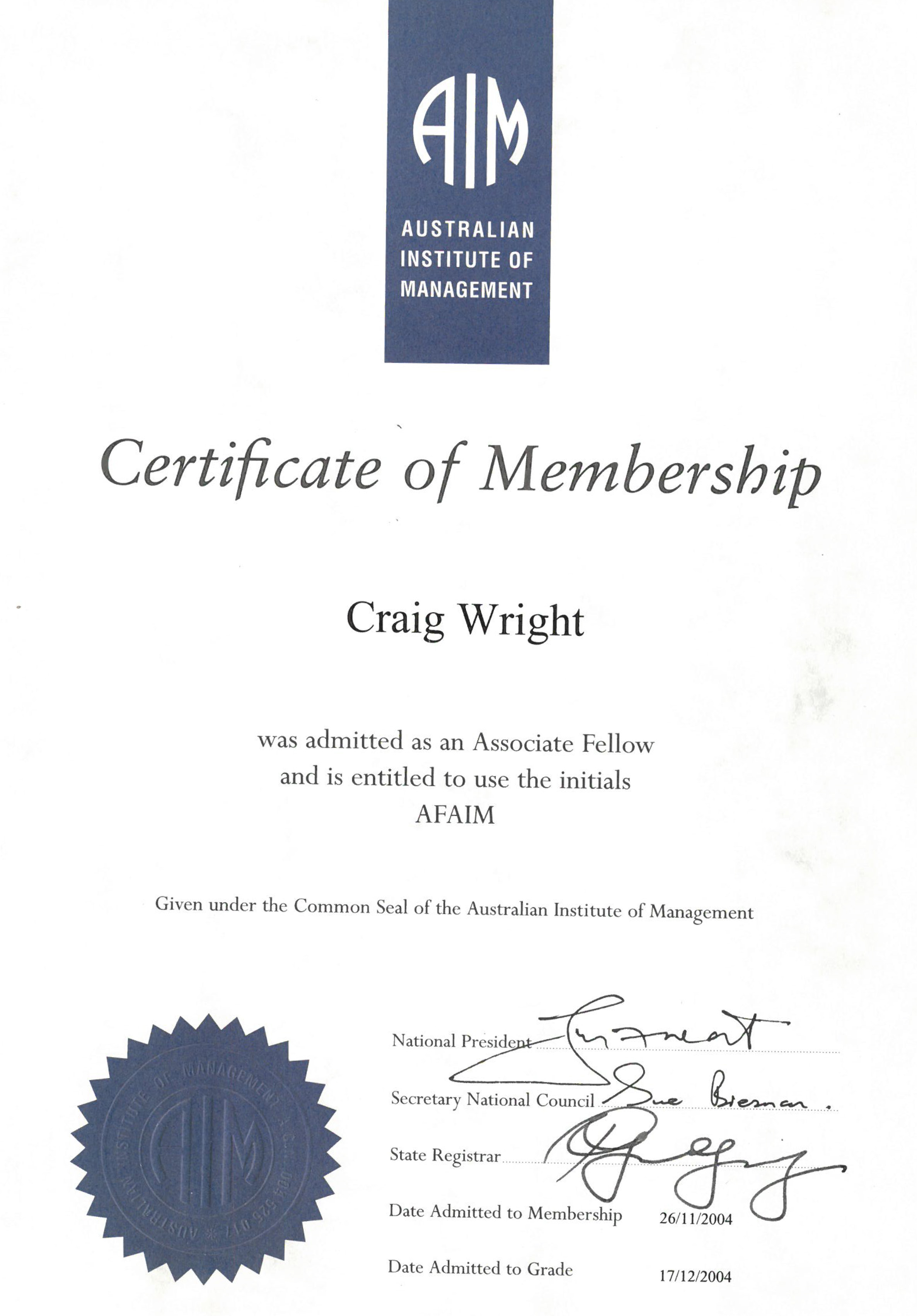 Australian Institute of Management (AIM) Associate Fellow