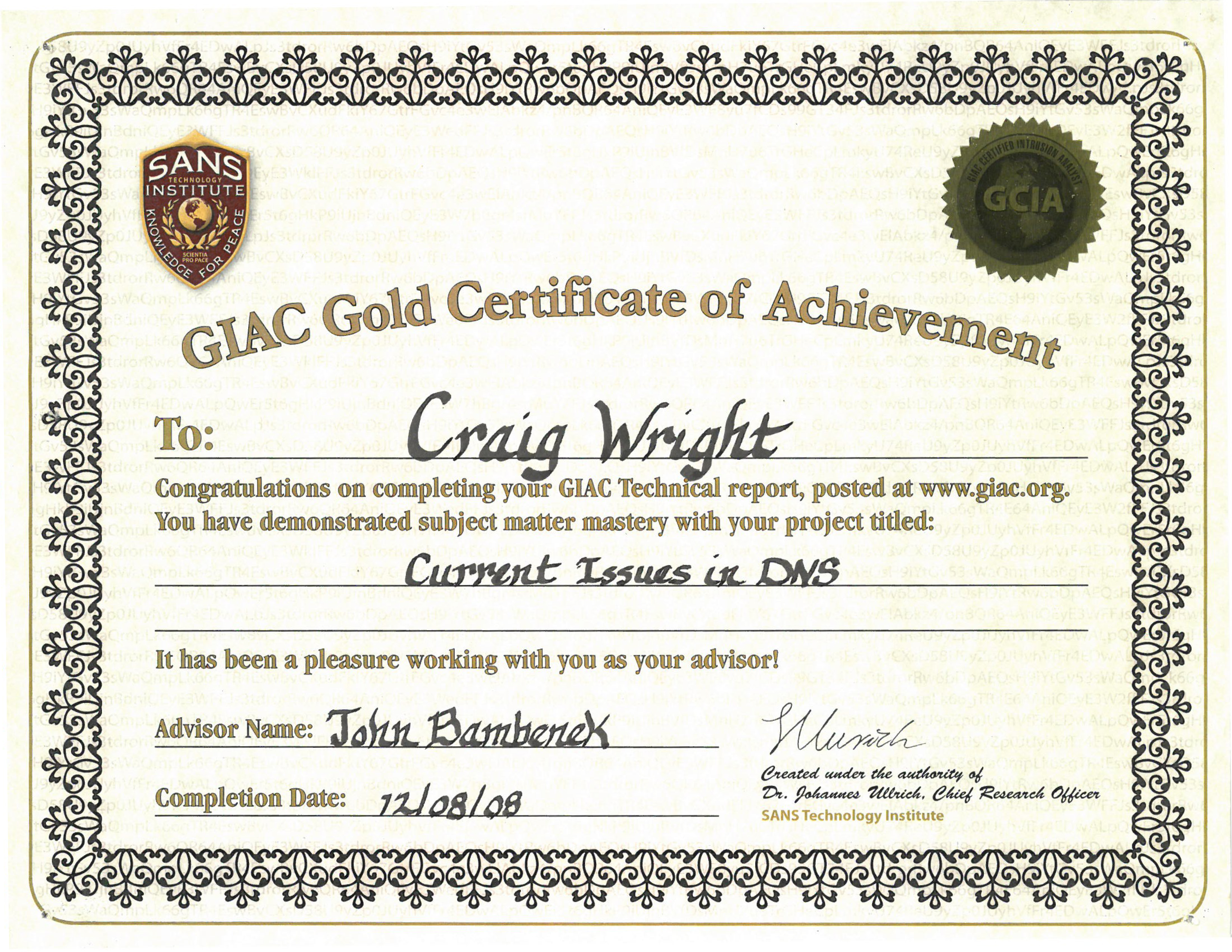 GIAC Gold: Current Issues in DNS