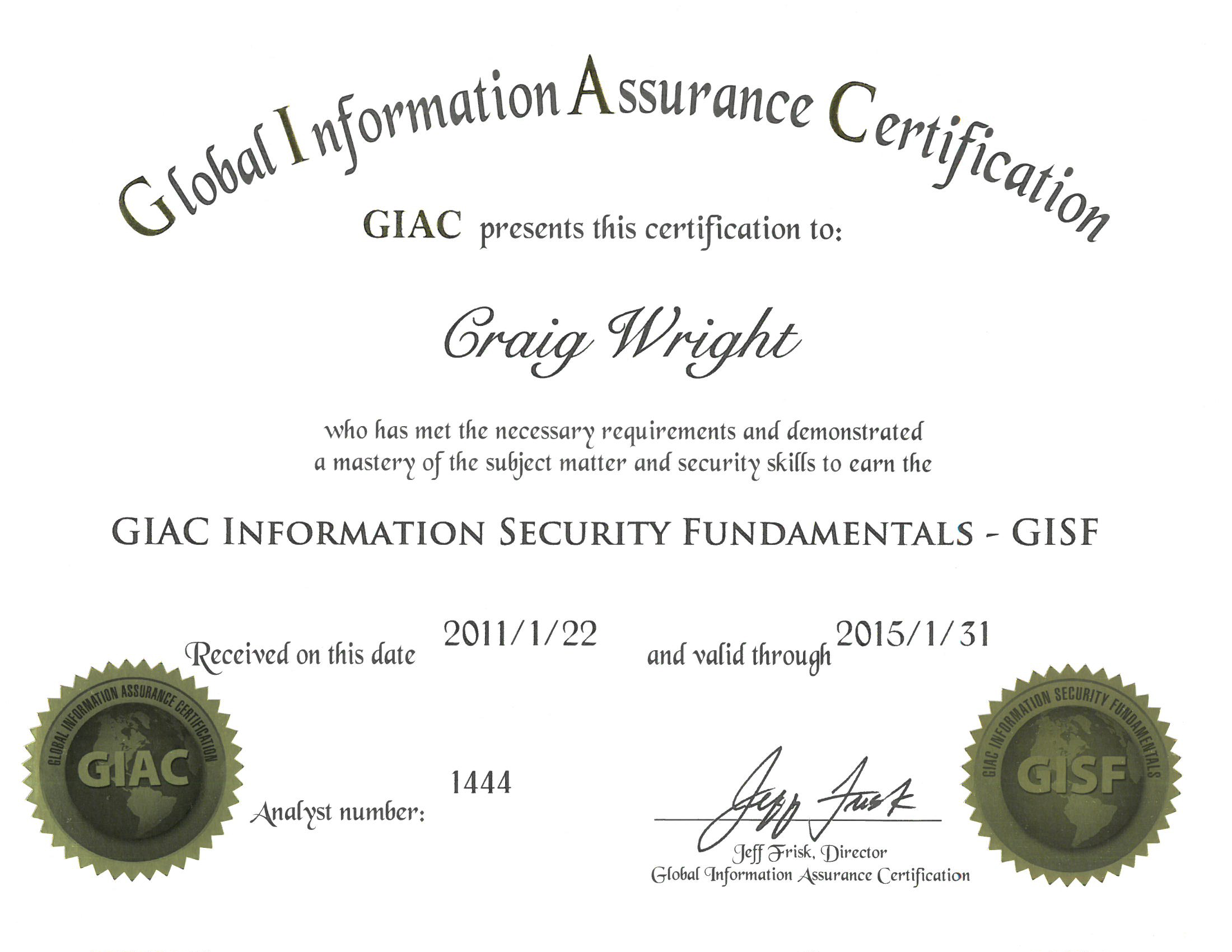 GIAC Information Security Fundamentals - GISF