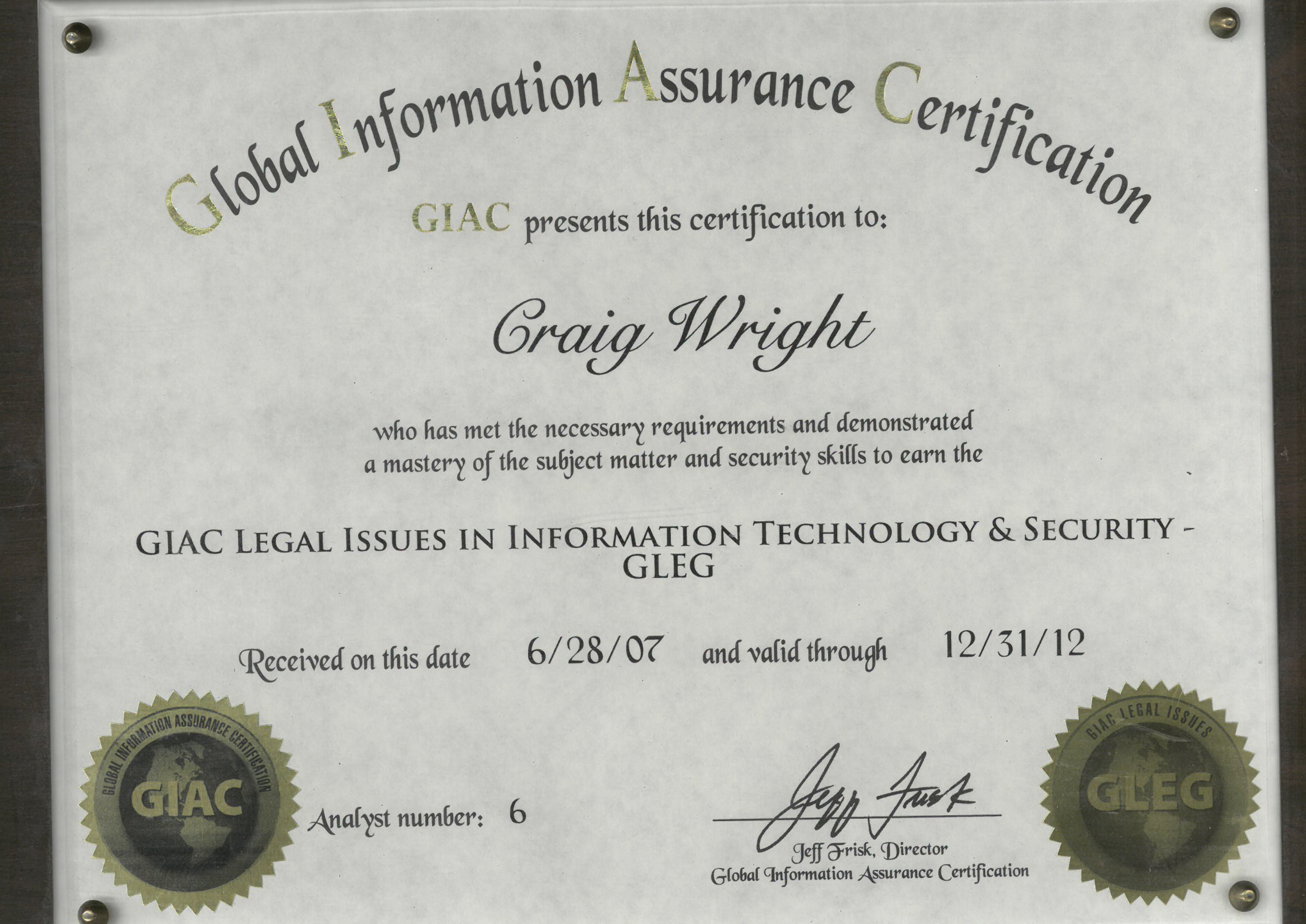 GIAC Legal Issues in Information Technology and Security - GLEG