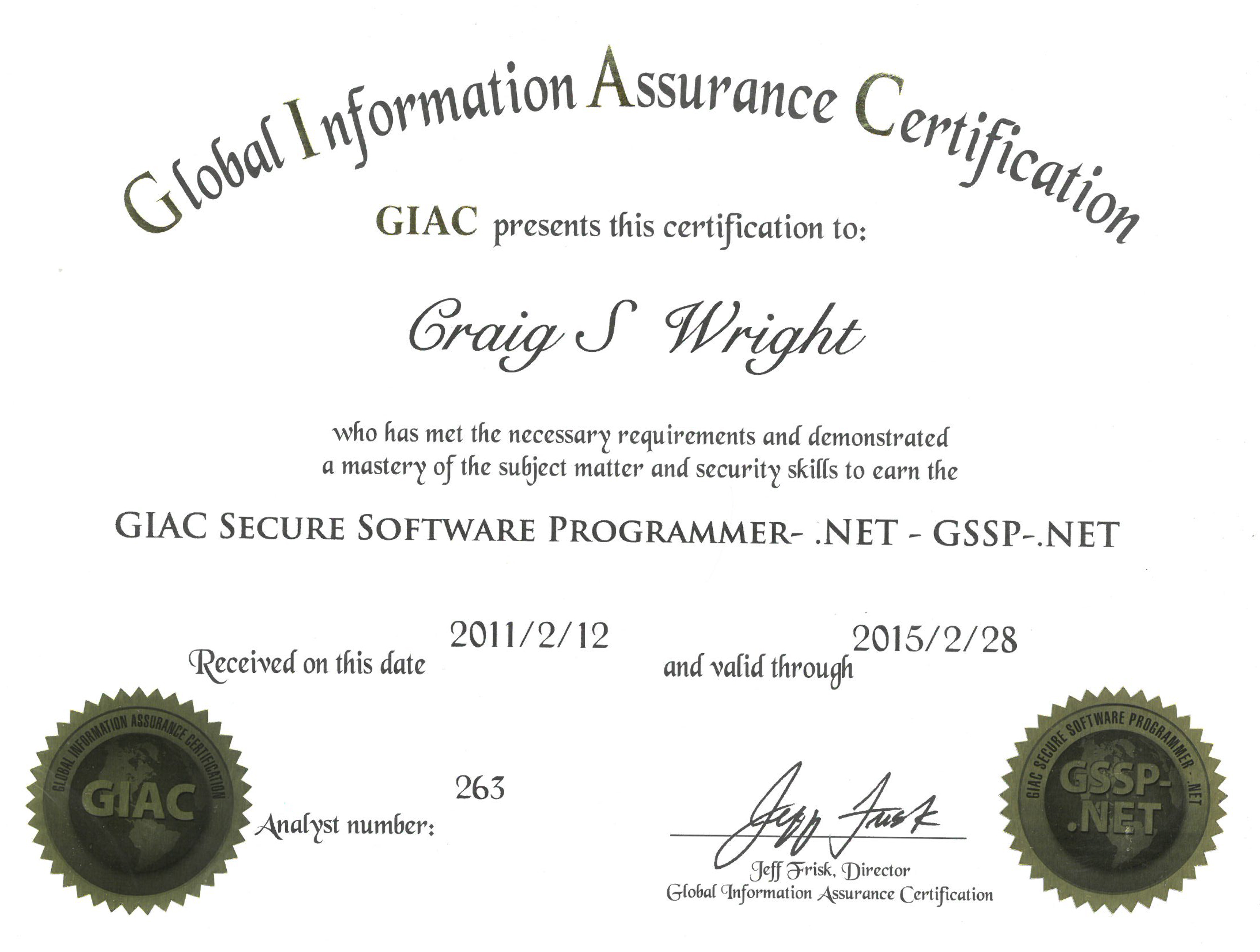 GIAC Secure Software Programmer .Net - GSSP - .Net