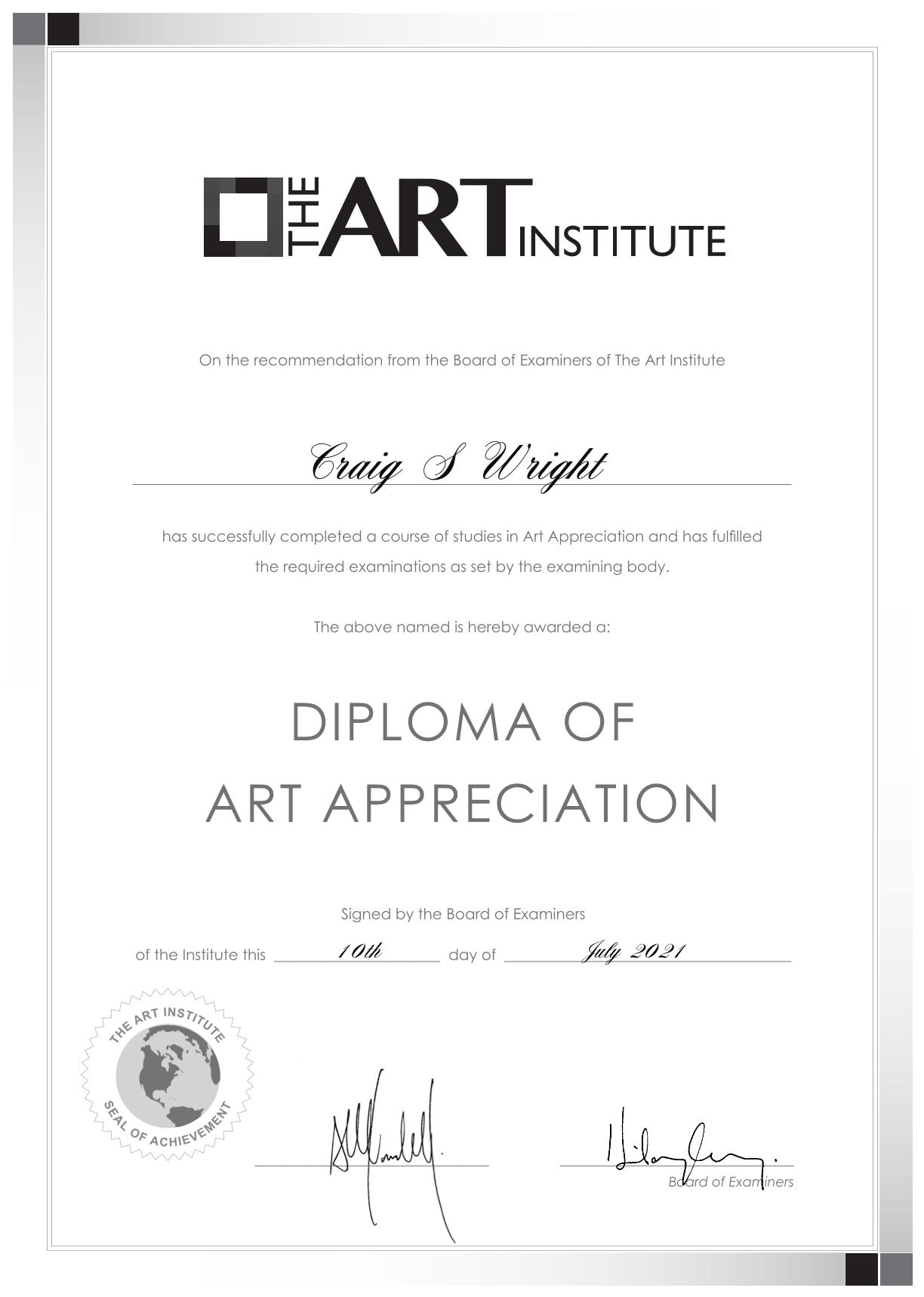 Diploma of Art Appreciation