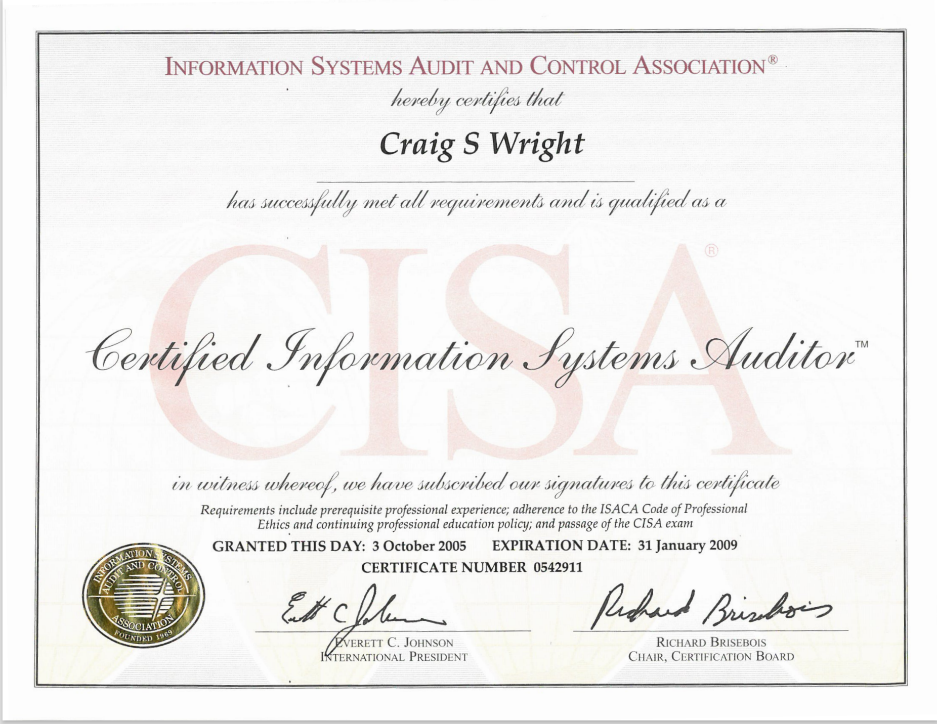 ISACA Certified Information Systems Auditor - CISA