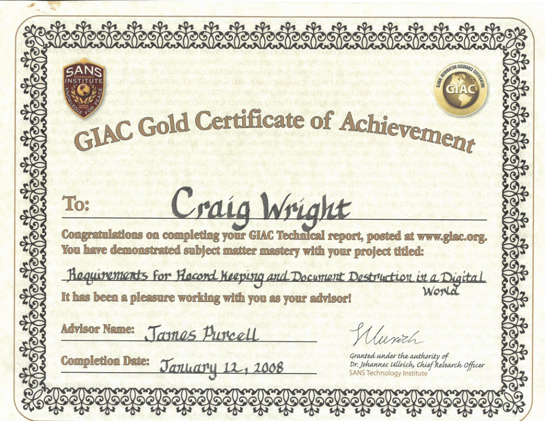 GIAC Gold: Requirements for Record Keeping and Document Destruction in a Digital World