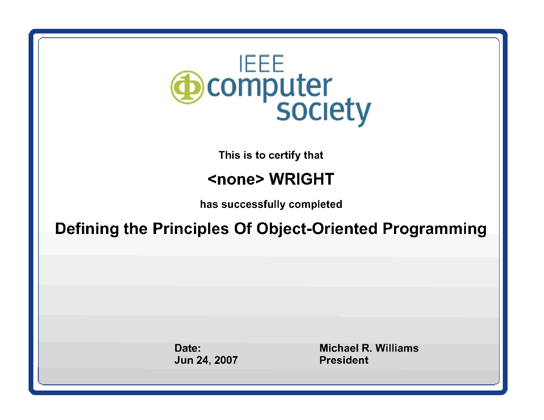 IEEE Defining the Principles of Object-Oriented Programming